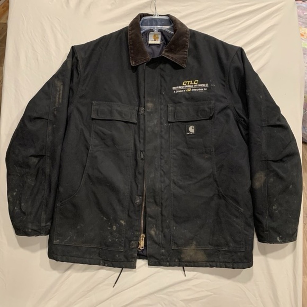 Carhartt Quilt-Lined Black Jacket C55 XL Regular Men's Duck Canvas Coat Arctic - Picture 1 of 13